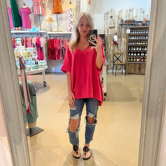 New Boutique Zenana Oversize Dolman Fuchsia Sizes S M L XL - Picture 1 of 1